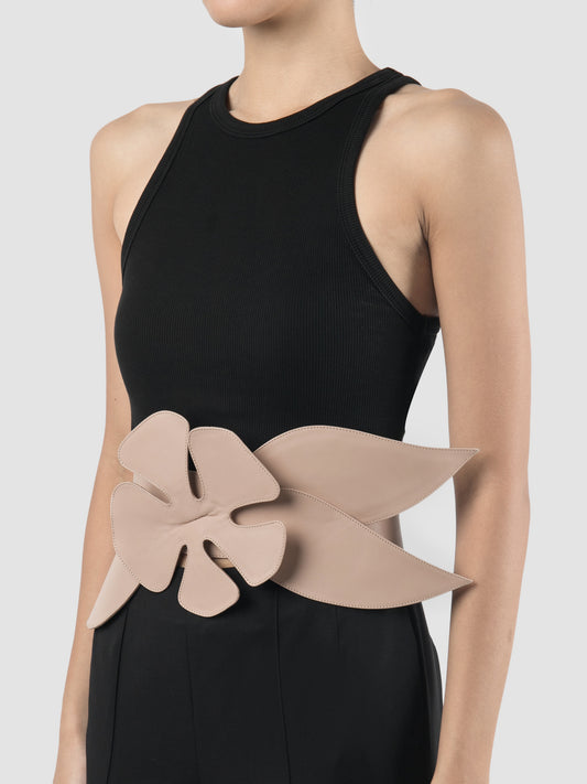 Bloom beige floral belt
