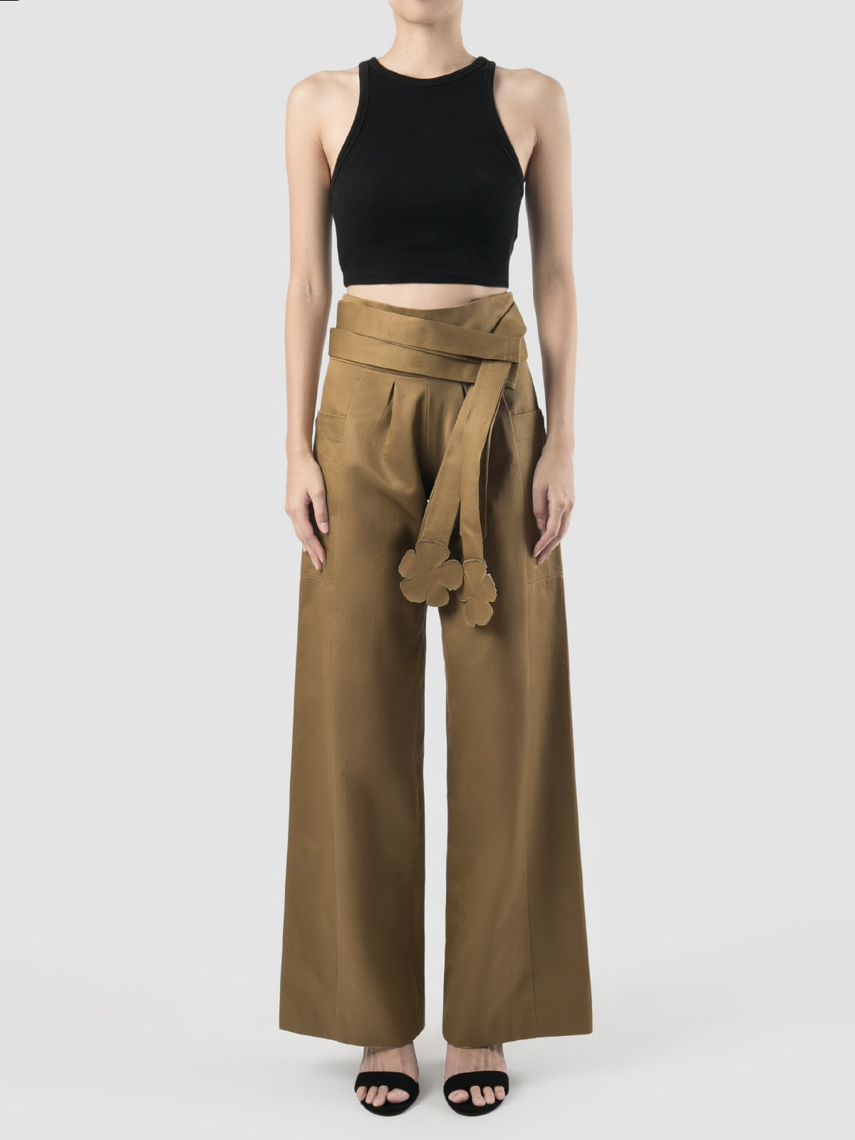Ren khaki wide-legged pants