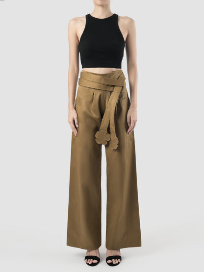 Ren khaki wide-legged pants