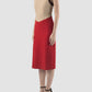 Cyan two-toned red-cream midi dress
