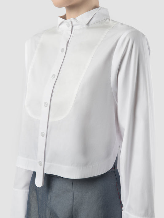 Mono long-sleeved white cropped shirt