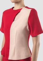 Waltz two-toned red-blush pink blouse