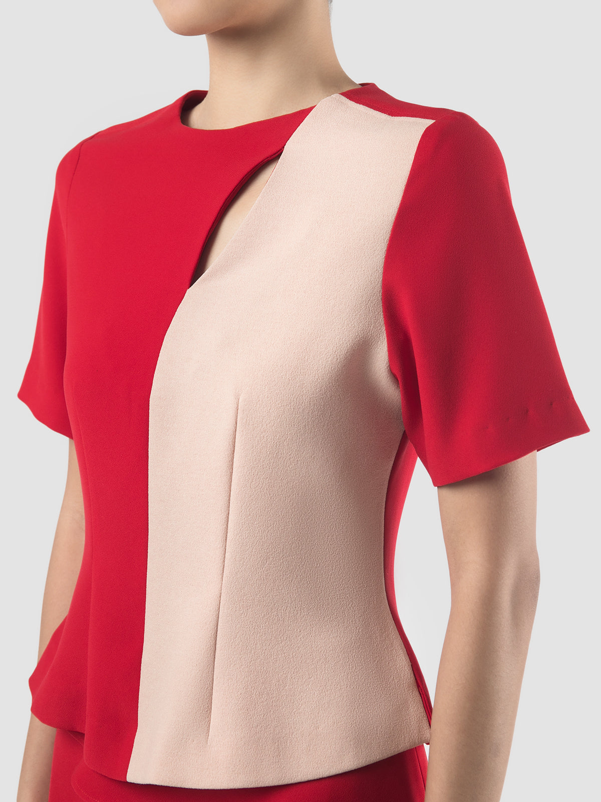 Waltz two-toned red-blush pink blouse