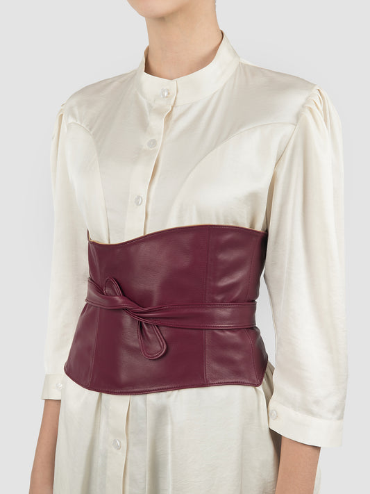 Gia burnt maroon wide belt
