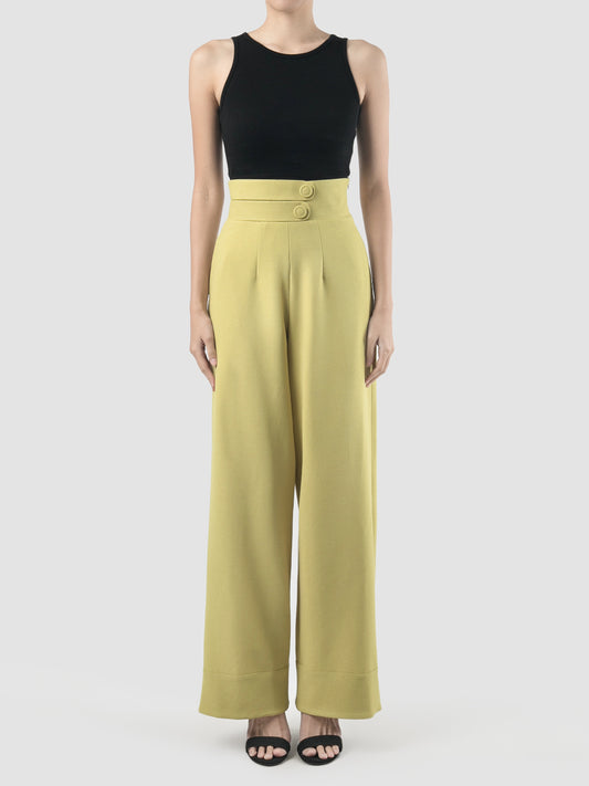 Lava lime green high-waisted long pants