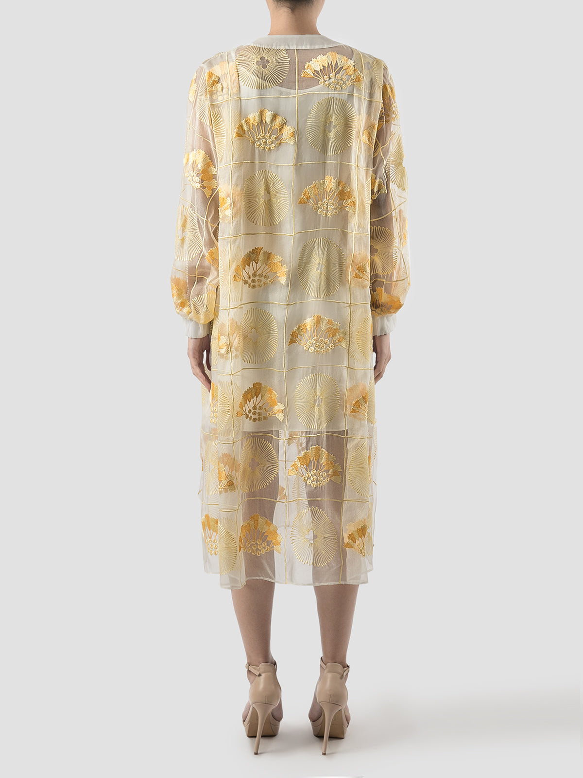 Basia butter yellow silk organza midi dress