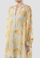 Basia butter yellow silk organza midi dress