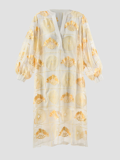 Basia butter yellow silk organza midi dress