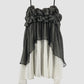 Silk Layered Emilija Top In Black White
