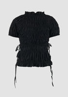 Calo black shirred short-sleeved top