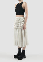 Emilija white midi skirt with shirring details