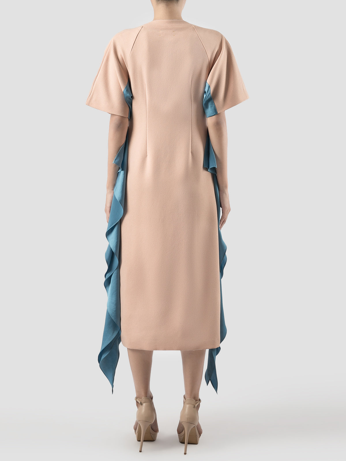 Pink Gia ruffled midi dress