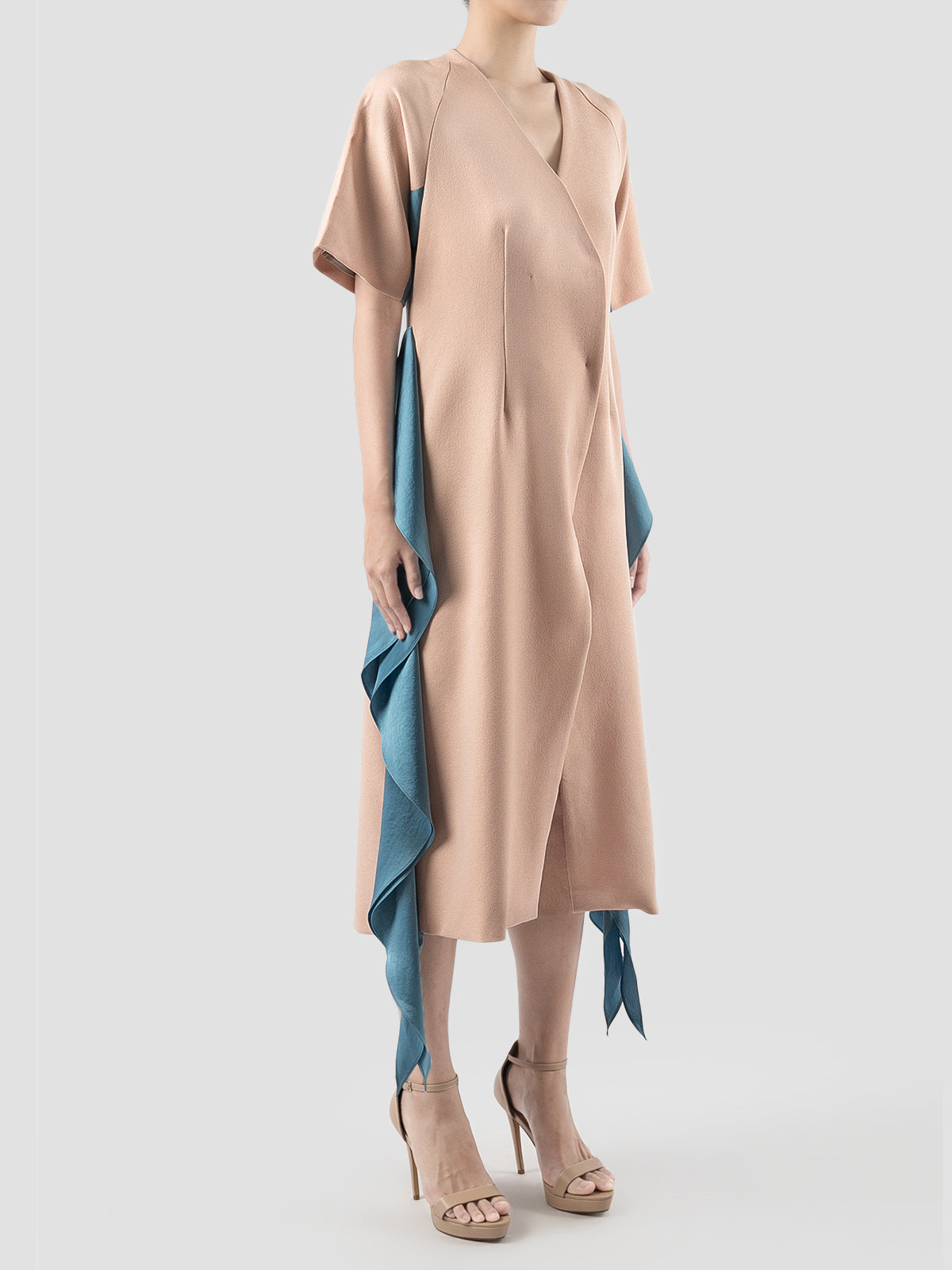 Pink Gia ruffled midi dress