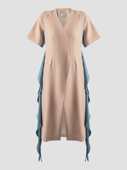 Pink Gia ruffled midi dress