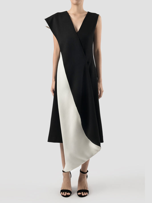 Dash Black And White Tiered Midi Dress