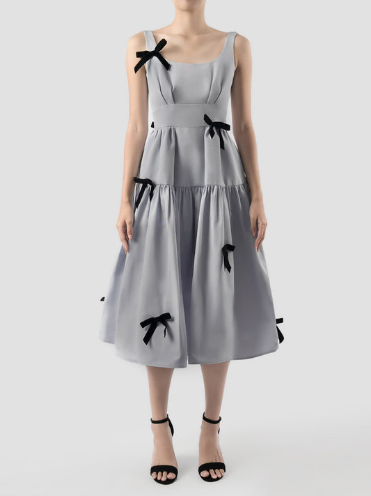 Portmanteau periwinkle purple sleeveless tiered midi dress