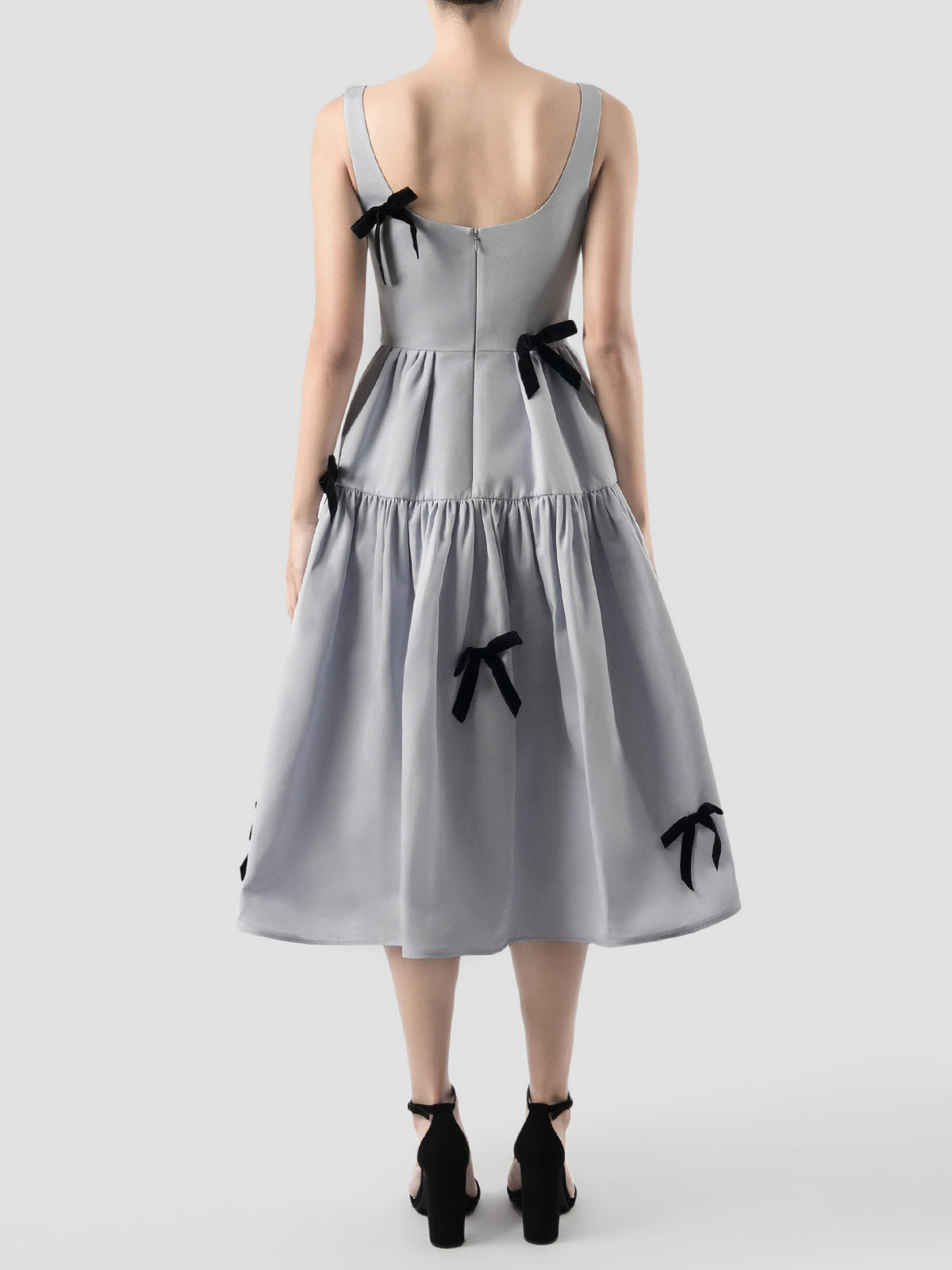 Portmanteau periwinkle purple sleeveless tiered midi dress