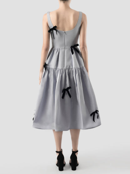 Portmanteau periwinkle purple sleeveless tiered midi dress