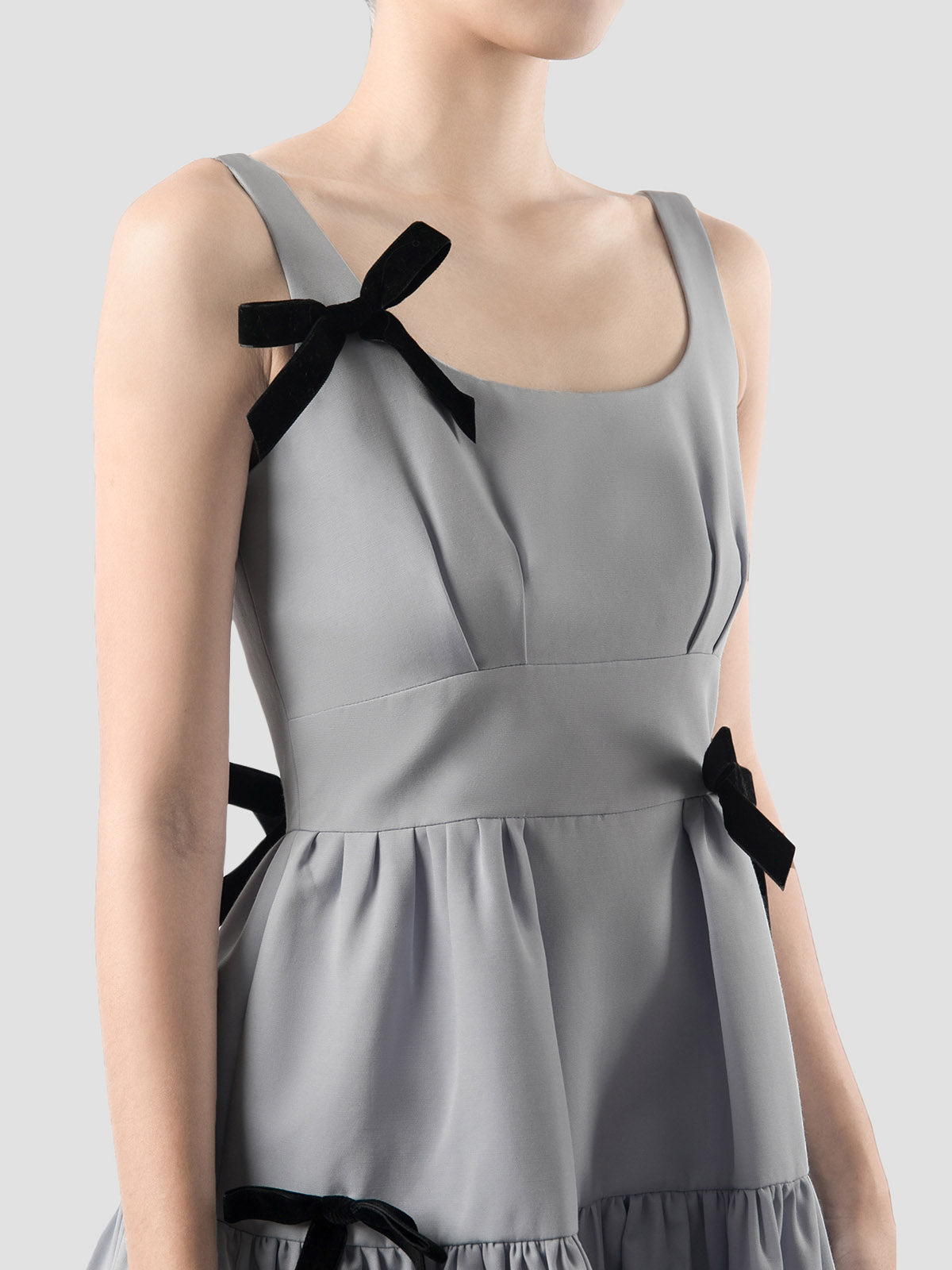 Portmanteau periwinkle purple sleeveless tiered midi dress