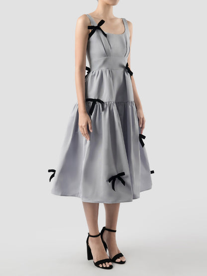 Portmanteau periwinkle purple sleeveless tiered midi dress