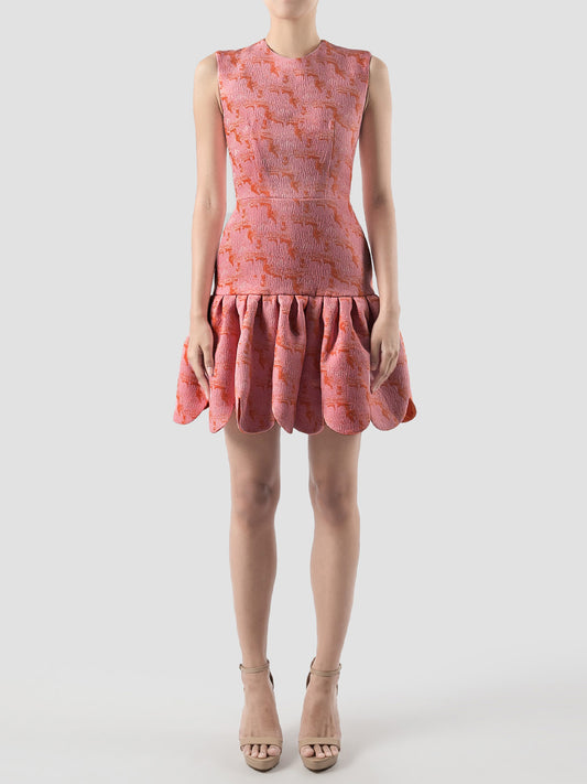Jubjub pink-orange jacquard mini dress
