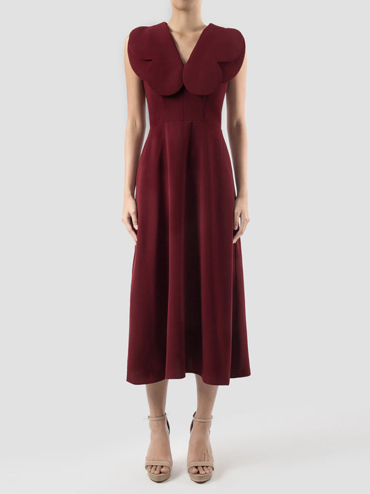 Mimsy maroon midi A-line dress in Maroon