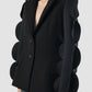 Zaluzia black blazer with multitiered scalloped sleeves