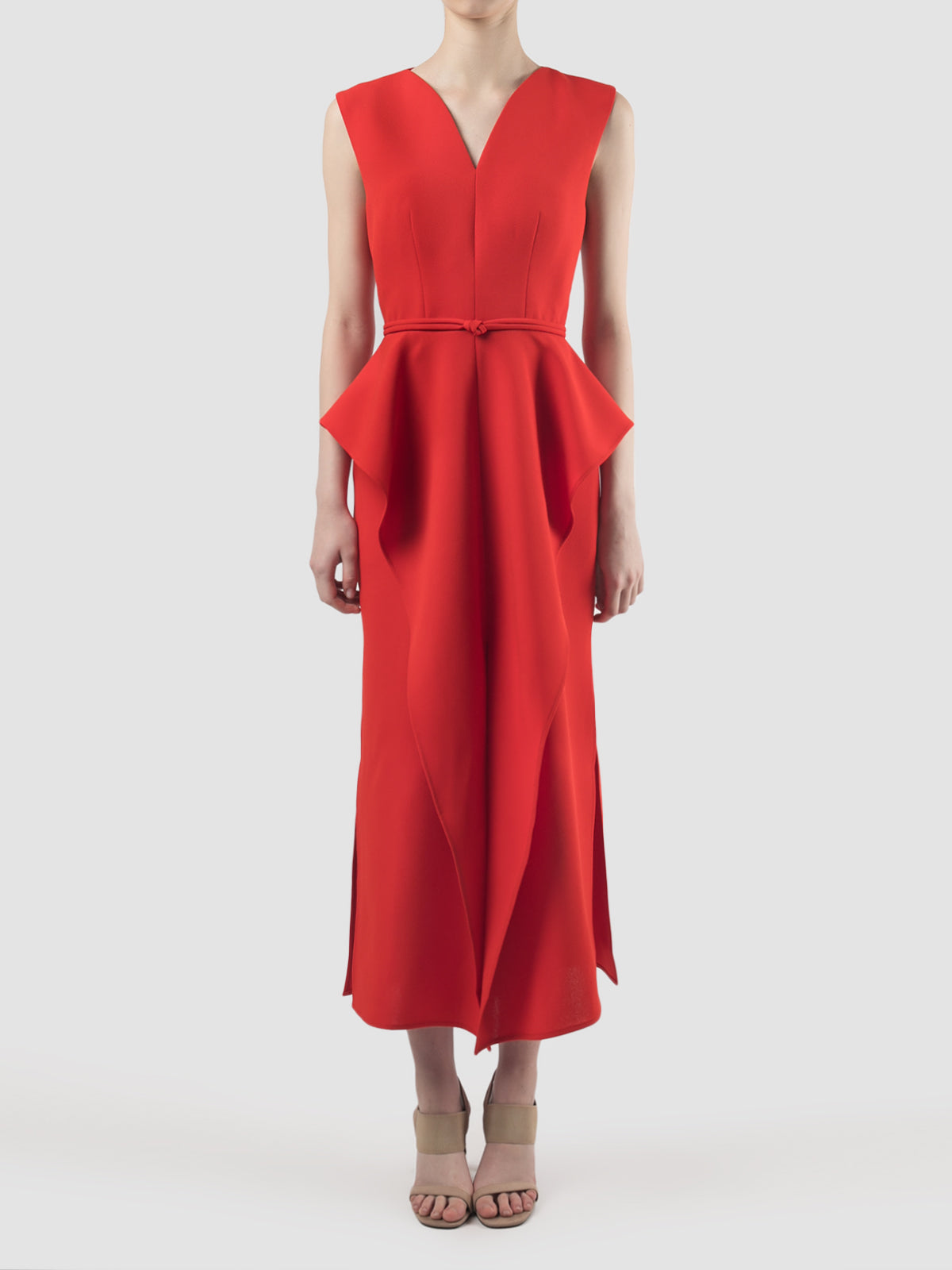 Giocoso scarlet red sleeveless maxi-dress