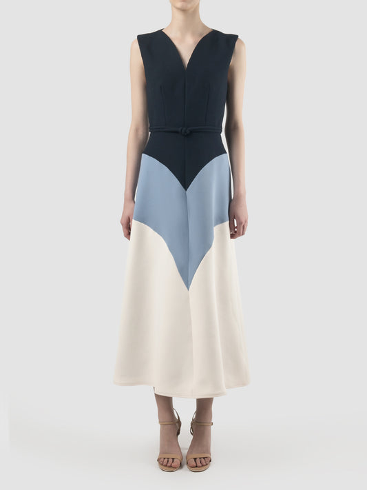 Accelerando dark blue sleeveless midi dress