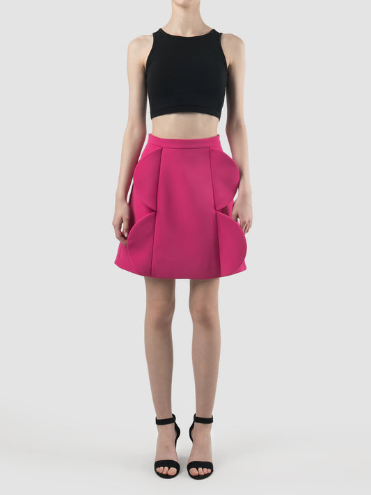 Flat hibiscus pink mini skirt
