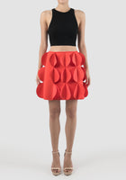 Tristus Cinnabar red statement mini skirt with scalloped lapels