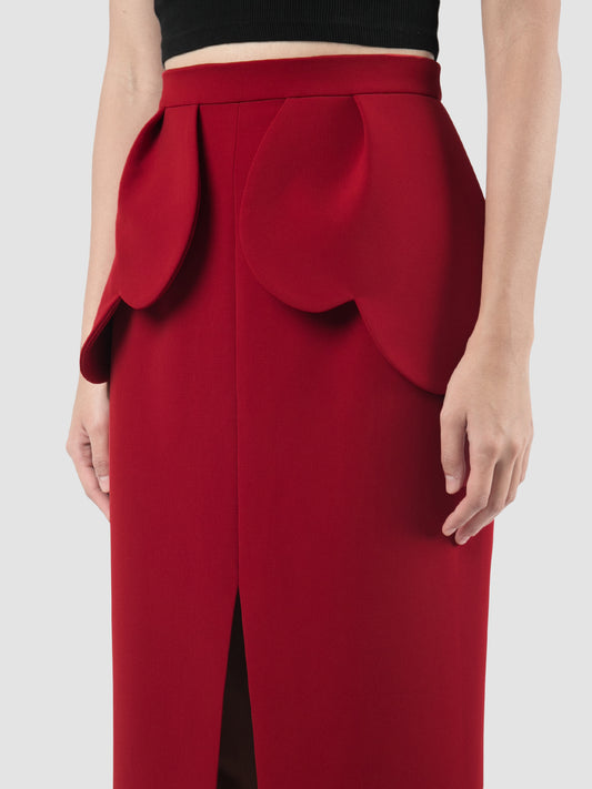 Cereus Sangria red scalloped peplum skirt