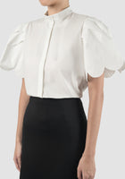White Biennis shirt with scalloped short sleeves