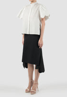 White Biennis shirt with scalloped short sleeves