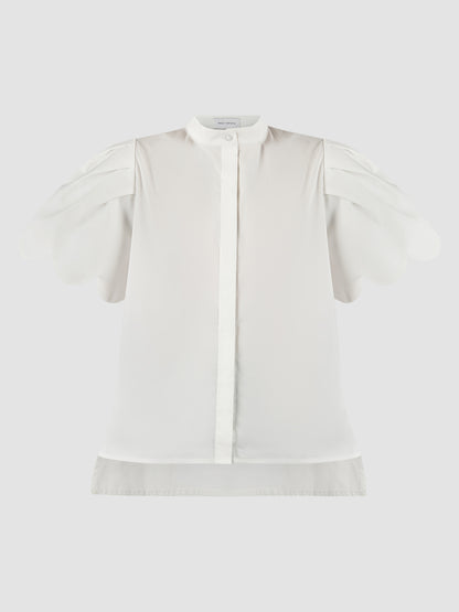 White Biennis shirt with scalloped short sleeves