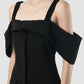 Black tailored sabrina-sleeved dress