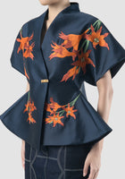 Navy signature kimono with peplum