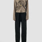 Pewter brown deconstructed gathered shirt with abstract rod