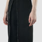 Black deconstructed tailored pants with front slits