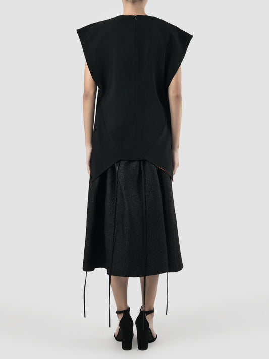 Black blouse with contrast panel