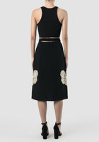 Black embroidered skirt with detachable waistband
