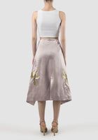 Lilac double-layered skirt with gold embroidery