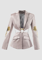 Lilac embroidered suit with cutout details