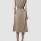 Pewter brown midi dress with gathered cutout details