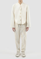 Kimono white long-sleeved embroidered shirt