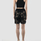 Black lace shorts with floral patterns