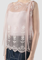 Embroidered Scalloped camisole In Pink