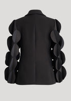 Zaluzia black blazer with multitiered scalloped sleeves